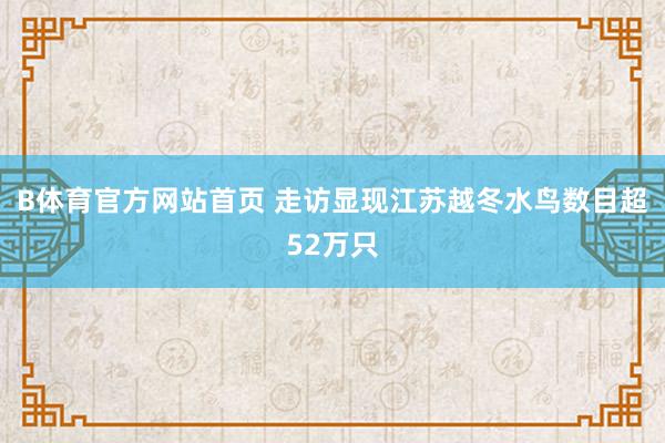 B体育官方网站首页 走访显现江苏越冬水鸟数目超52万只