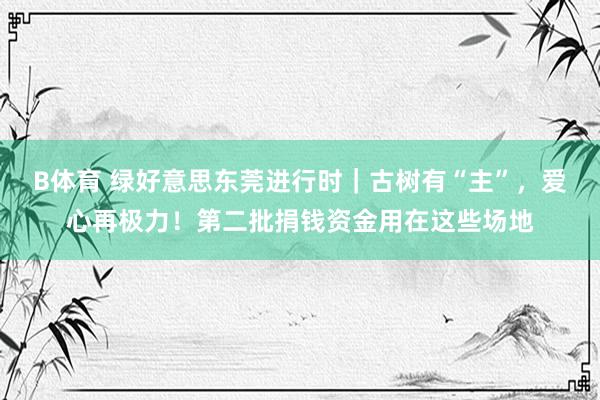 B体育 绿好意思东莞进行时｜古树有“主”，爱心再极力！第二批捐钱资金用在这些场地