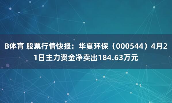 B体育 股票行情快报：华夏环保（000544）4月21日主力资金净卖出184.63万元