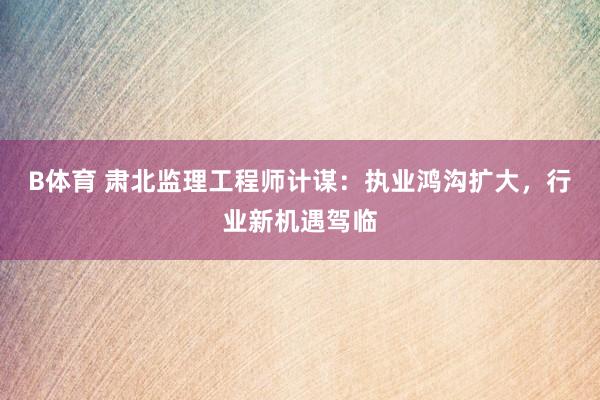 B体育 肃北监理工程师计谋：执业鸿沟扩大，行业新机遇驾临