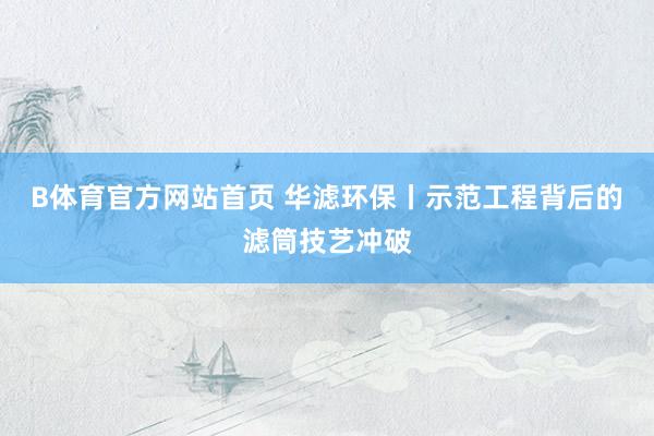 B体育官方网站首页 华滤环保丨示范工程背后的滤筒技艺冲破