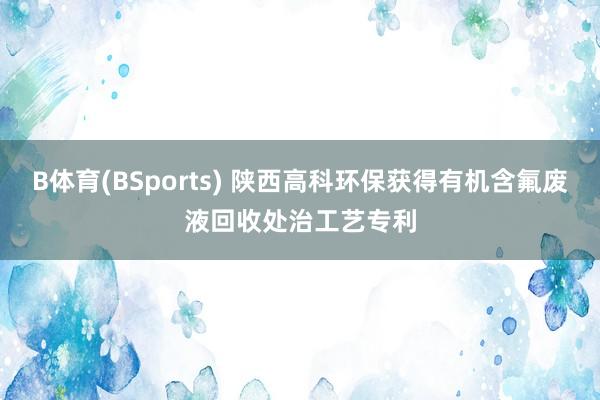 B体育(BSports) 陕西高科环保获得有机含氟废液回收处治工艺专利