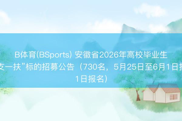 B体育(BSports) 安徽省2026年高校毕业生“三支一扶”标的招募公告（730名，5月25日至6月1日报名）