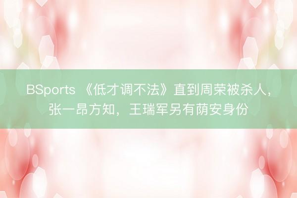 BSports 《低才调不法》直到周荣被杀人，张一昂方知，王瑞军另有荫安身份