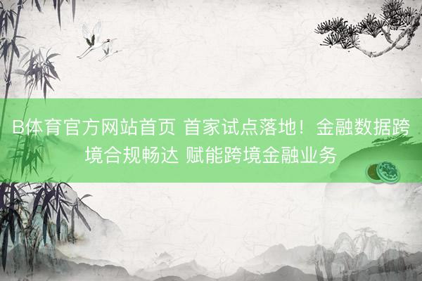 B体育官方网站首页 首家试点落地！金融数据跨境合规畅达 赋能跨境金融业务